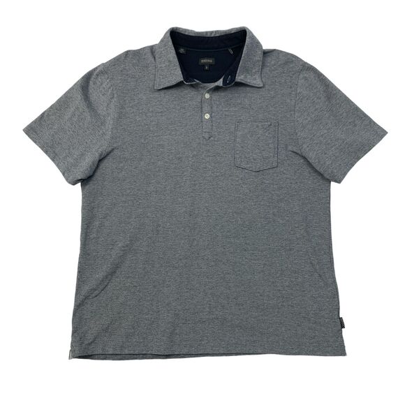 Buffalo David Bitton Polo Shirt Mens L Large Grey Chest Pocket Stretch Cotton - Picture 1 of 11
